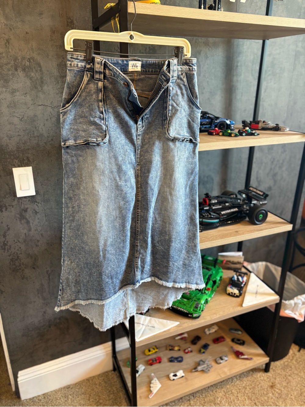 W Lab Light Blue Washed Denim Skirt